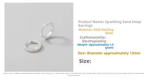 Detailed macro view of S925 sterling silver hoop earrings with sandblasted matte finish