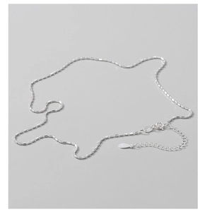 Detail of S925 sterling silver beaded necklace with lobster clasp and extension chain