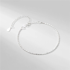 S925 sterling silver beaded bracelet with faceted blocks and adjustable extension chain
