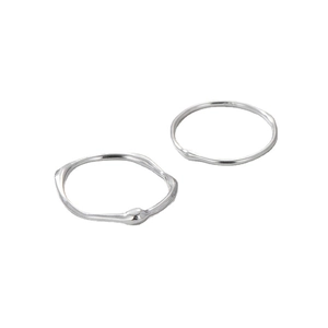 Minimalist S925 sterling silver rings with irregular liquid texture and wavy lava design