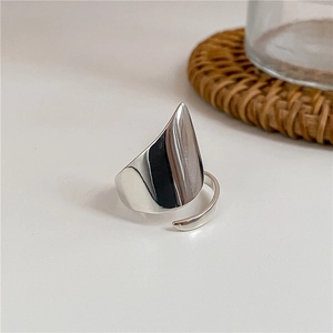 S925 Sterling Silver Irregular Geometric Open Ring For Women Minimalist Personalized Polished Adjustable Glossy Finger Ring Jewelry