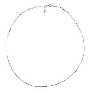 Minimalist S925 sterling silver beaded necklace with shimmering faceted square accents