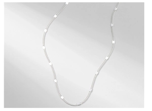 Detail of S925 sterling silver chain featuring shimmering round sequins in French style