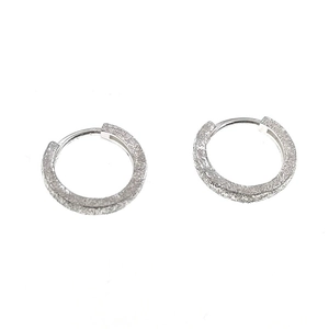 Frosted S925 sterling silver hoop earrings with star-sand finish and huggie clasp closure