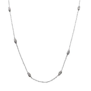 Sparkling S925 sterling silver beaded chain necklace with elegant textured beads