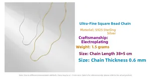 Detailed specs of the 0.6mm S925 sterling silver chain with 38+5cm extension length