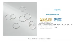 Macro detail of S925 sterling silver hammered texture ring with size chart information