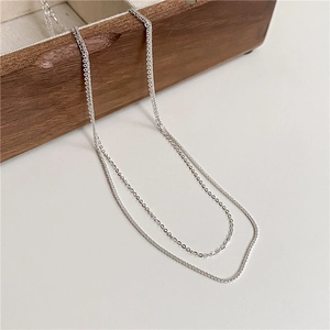 925 Sterling Silver Double Layer Chopin Necklace For Women Elegant Sparkling Clavicle Chain Minimalist Fashion Jewelry Silver Necklace