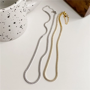 Elegante S925 Sterling Silber Tennis-Halsketten in Gold und Silber mit Zirkonia-Steinen