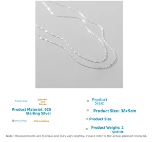 Detailed view of S925 sterling silver double-layer chain with sparkling wave texture