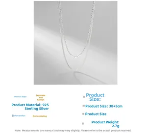 Close-up of S925 sterling silver double layer Chopin chain with polished wavy texture