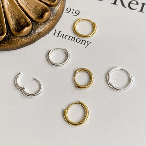S925 Sterling Silver Minimalist Hoop Earrings For Women 18K Gold Plated Huggie Buckle Earring Geometric Circle Earrings Jewelry