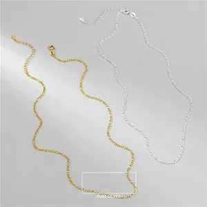 Minimalist 925 Sterling Silver Figaro Chain Necklace For Women Gold Silver Plated Simple Layering Clavicle Chain Fashion Jewelry Gift