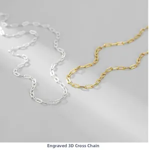 Vue détaillée de la chaîne en argent sterling S925 avec surface texturée taille diamant