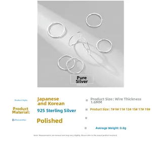 Macro detail of 1.6mm thin S925 sterling silver rings showing polished texture and sizes