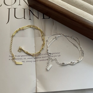 925 Sterlingsilber Mehrlagiges Schlangenketten Armband Für Damen Koreanisch Minimalistisch Runde Perlen Zierlicher Schmuck