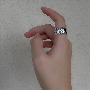 Anello a fascia larga in argento sterling S925 vintage con motivo trapuntato classico