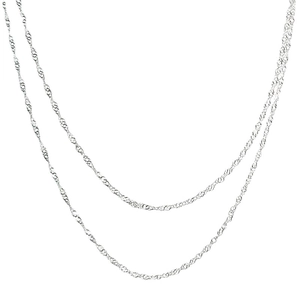 Minimalist S925 sterling silver double layer wave chain necklace with sparkling water ripple