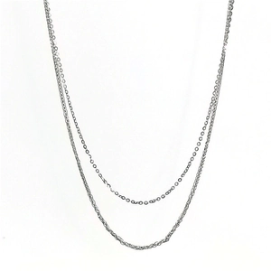 Double-layered S925 sterling silver Chopin necklace with glossy minimalist snake and link chain