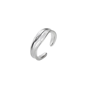 Bague ouverte en argent sterling S925 avec texture irrégulière et fini poli brillant