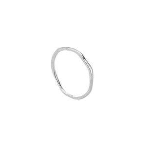 S925 sterling silver minimalist ring with irregular wavy texture and polished finish