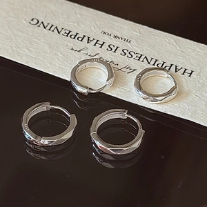 S925 Sterling Silver Hexagon Faceted Hoop Earrings For Women Men Minimalist Geometric Polished Silver Jewelry Earrings Gift