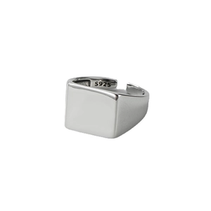 Bague carrée minimaliste en argent sterling S925 avec anneau ouvert ajustable