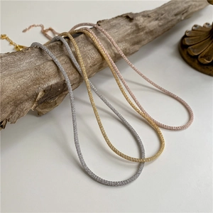 Minimalist 925 Sterling Silver Rhinestone Flexible Mesh Tube Necklace For Women Simple Niche Adjustable Chain Jewelry Gift