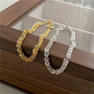 925 Sterling Silver Braided Chain Bracelet For Women Polished Phoenix Tail Geometric Bracelet Gold Silver Minimalist Jewelry