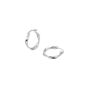 Créoles minimalistes en argent sterling S925 avec un design torsadé et finition polie