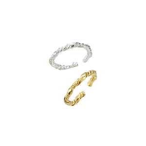 S925 sterling silver adjustable twisted rope rings in gold and silver finish set