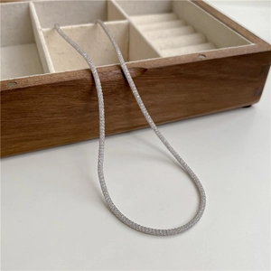 S925 sterling silver mesh necklace with sparkling zircon texture on walnut jewelry box
