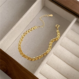 Elegant gold S925 sterling silver phoenix tail woven bracelet in a jewelry gift box