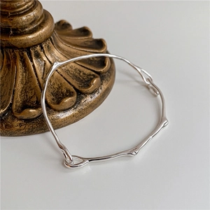 Bracelet Jonc en Argent Sterling 925 pour Femme Minimaliste Texture de Branche Irrégulière Bracelet Ouvert Ajustable Bijoux Cadeau
