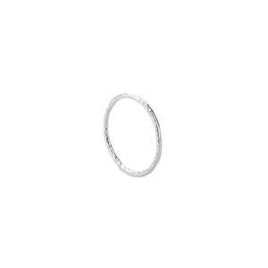 Minimalist 925 sterling silver ring with hammered tin foil texture for stacked wearing