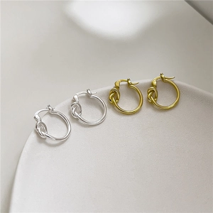 925 Sterling Silver Knot Hoop Earrings For Women Minimalist Twist Rope Buckle Earrings Korean Fashion Jewelry Gift