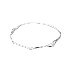 Bracelet jonc en argent sterling S925 minimaliste avec design irrégulier et fluide