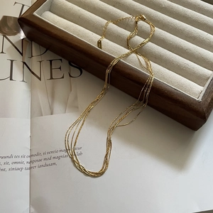Elegant multi-layered S925 sterling silver chain necklace with a gold-plated finish