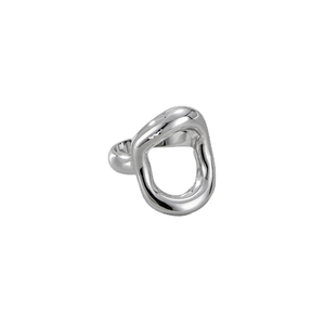 Polished S925 sterling silver hollow geometric ring with minimalist French design