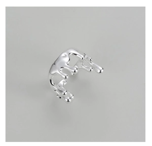 Detailed view of S925 sterling silver ring featuring liquid molten lava texture design