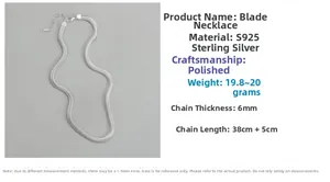 Detailed view of 6mm wide S925 sterling silver flat snake chain with 38+5cm length
