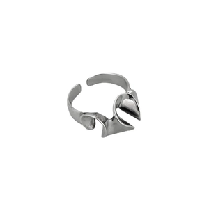 Abstract S925 sterling silver open ring with unique deconstructed fluid line design