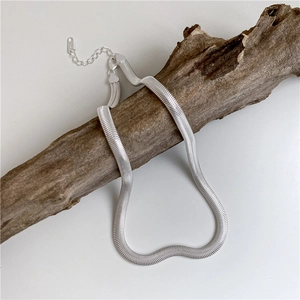 S925 Sterling Silver Flat Herringbone Snake Chain Necklace For Women Minimalist Polished Bone Chain Clavicle Choker Jewelry
