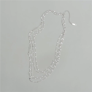 Collier multi-rangs scintillant en argent sterling S925 avec fermoir mousqueton