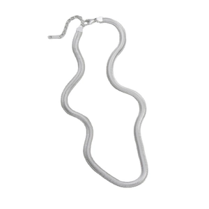 Flat S925 sterling silver herringbone snake chain necklace with lobster clasp and extender
