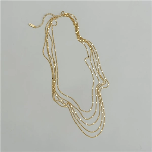 Collier multi-rangs en argent sterling S925 doré avec sequins métalliques étincelants