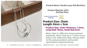 Detailed size specifications for S925 sterling silver double layer ball necklace