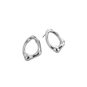 Orecchini minimalisti in argento S925 con trama metallica liquida e forma irregolare