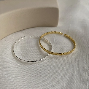 925 Sterling Silver Twisted Bangle For Women Open Cuff Geometric Minimalist Design Gold Silver Fashion Jewelry Hand Bracelet