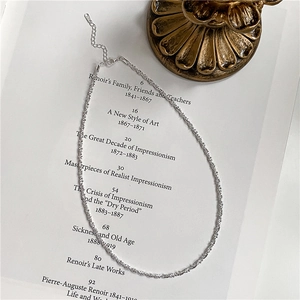 Minimalist S925 sterling silver sparkling choker necklace with shimmering sand texture finish